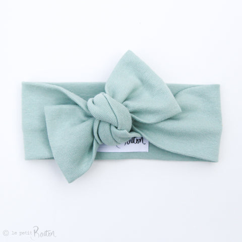 Organic Cotton Ribbed Bow Knot Headband - Muted Green