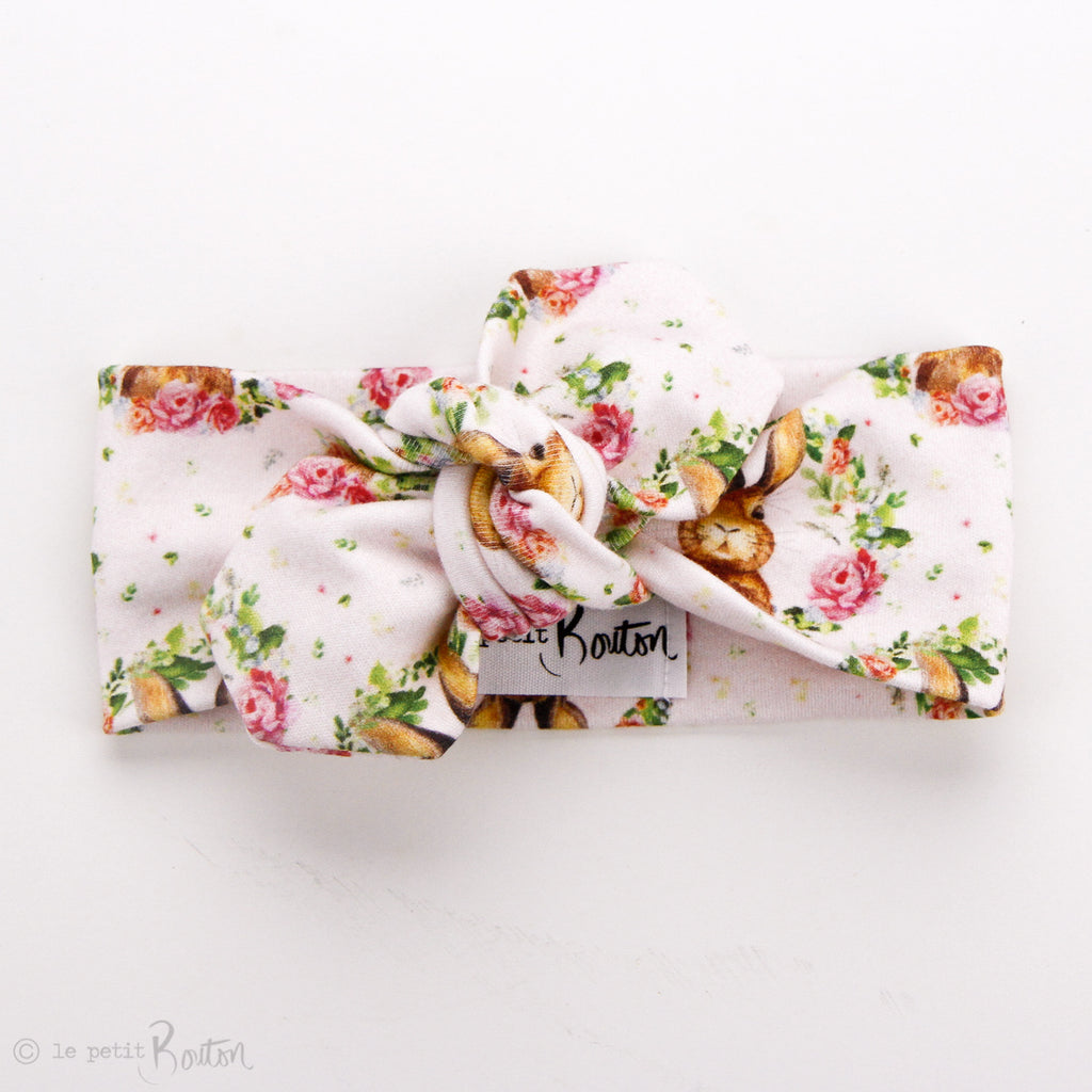 Easter - Organic Cotton Top Knot Headband - Bunny Love, Bellarina Pink