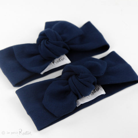Organic Cotton Ribbed Bow Knot Headband - Light Navy Blue