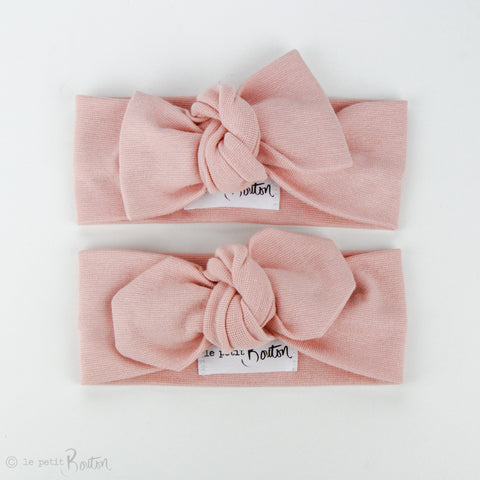 Organic Cotton Ribbed Top Knot Headband - Dusty Pink