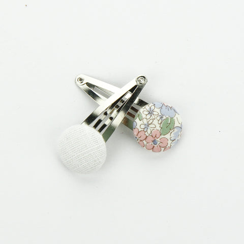 Covered Button Snap Clip Pair - Pretty Floral