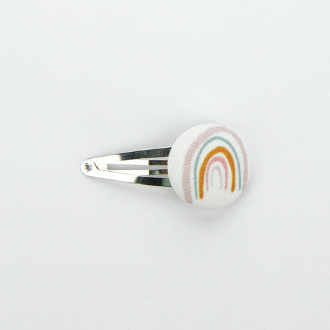 Covered Button Snap Clip - Exclusive Rainbow Blush - 28mm