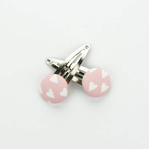 Covered Button Snap Clip Pair - PS, I Love You.