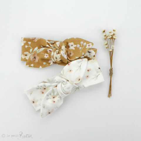 Newborn Organic Cotton Top Knot Headband - Exclusive Golden Wildflower