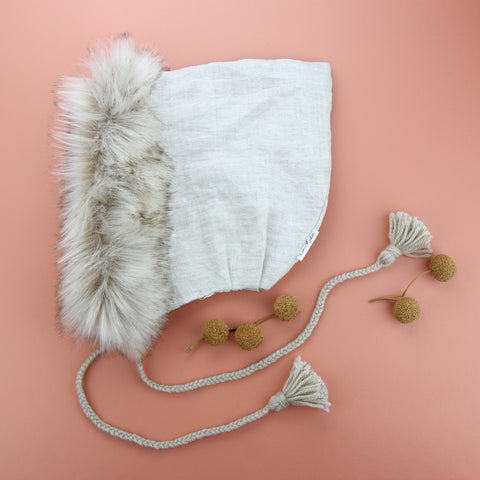 Pixie Hood - Natural Oaten with Sable Fur