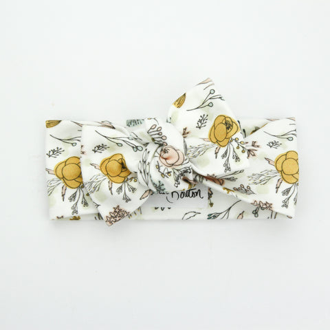 Autumn20 Organic Cotton Bow Knot Headband - Exclusive - Hand Drawn Florals