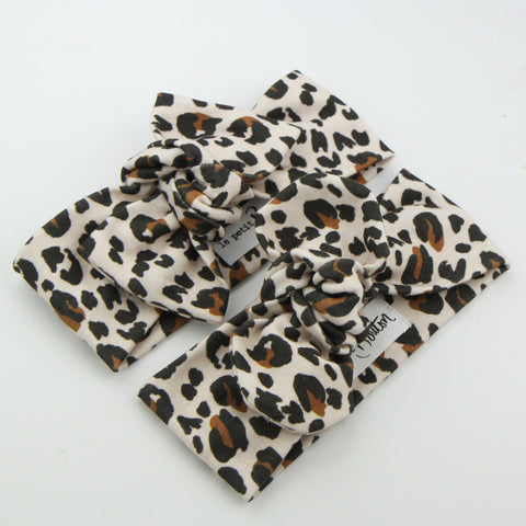 Autumn20 Organic Cotton Bow Knot Headband - Soft Blush Leopard