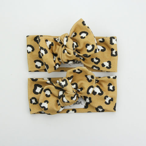 Autumn20 Organic Cotton Top Knot Headband - Exclusive - Leopards Love Mustard