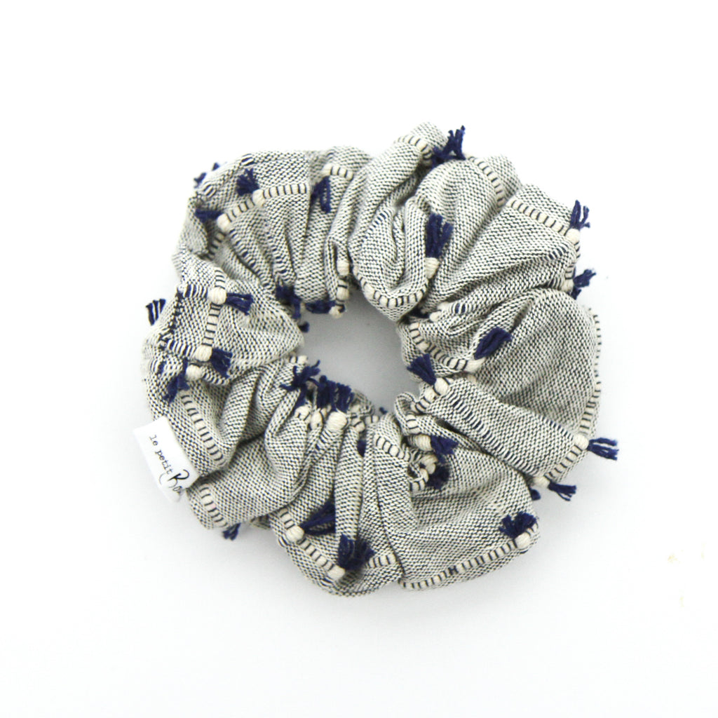 Luxe Statement Scrunchie - Navy - textured tassels