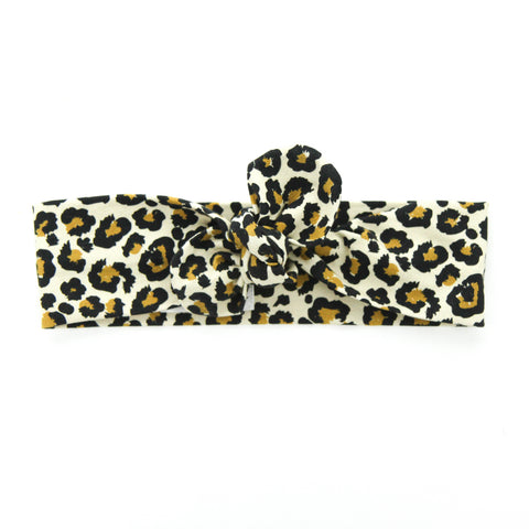 AW2020 Cotton Lycra Knit Top Knot Headband - Leopard Love