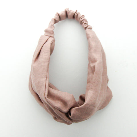 AW2020 Luxe Linen Adult Turban Headband - Dusty Pink Linen