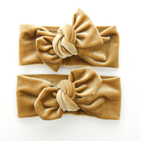 AW2020 Luxe Velvet Top Knot Headband - Caramel