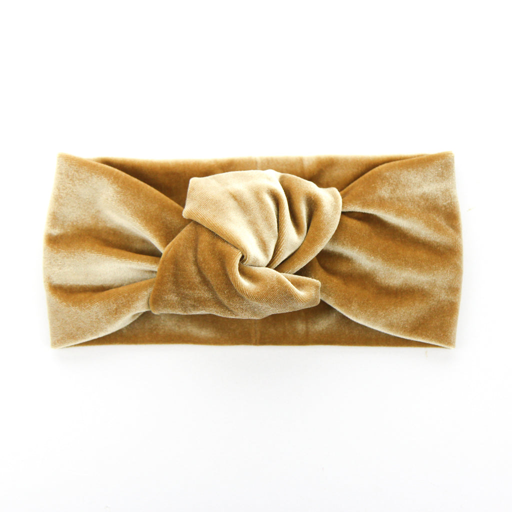 AW2020 Luxe Velvet Knotted Turban Headband - Caramel