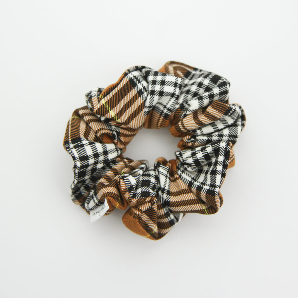 Luxe Statement Scrunchie - Tan Plaid