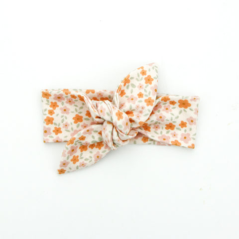 SS20 Newborn Organic Cotton Top Knot Headband - Tangerine Blossom