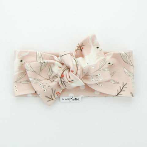 Easter - Organic Cotton Reversible Bow Knot Headband - Whimsical Blush Bunny