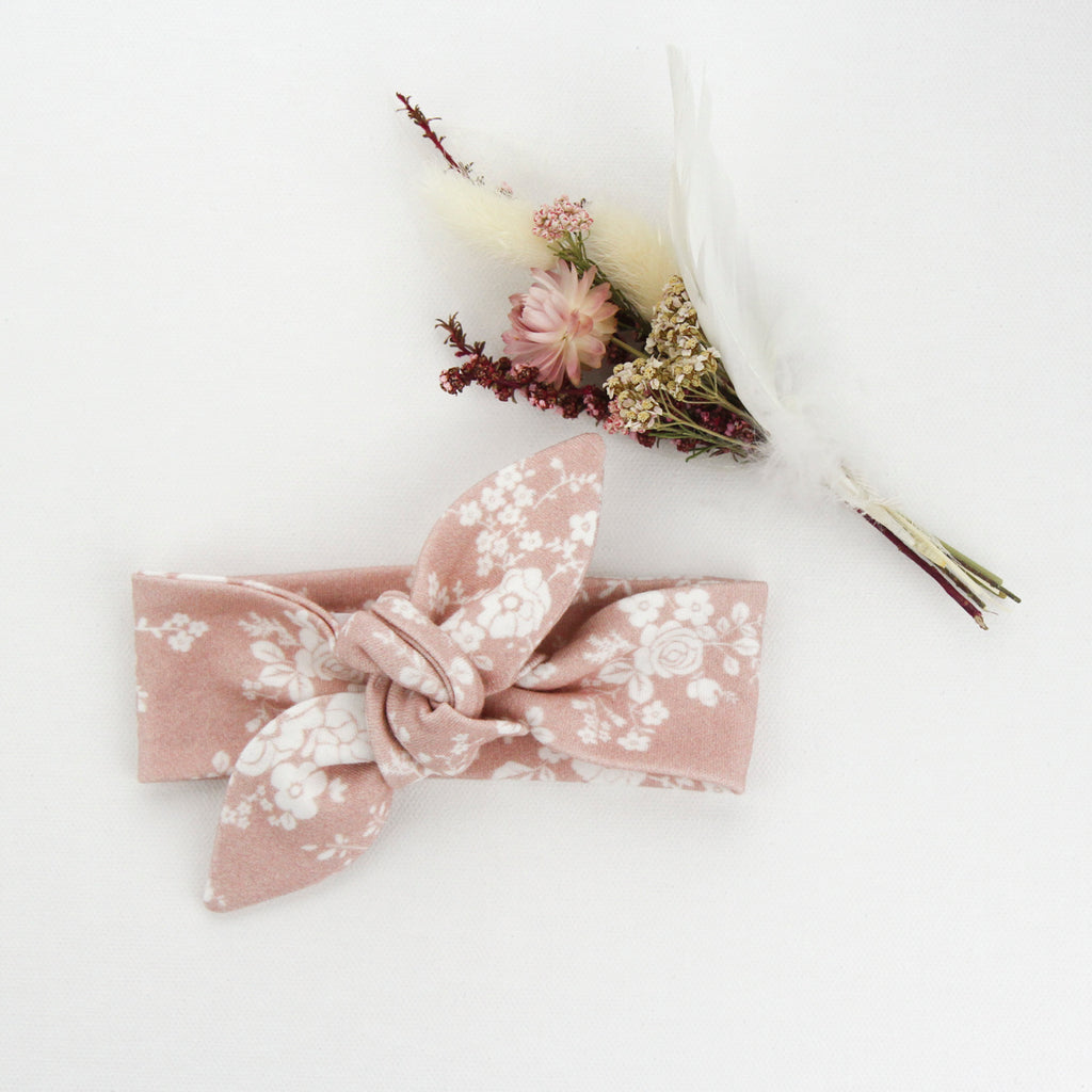 Newborn Organic Cotton Top Knot Headband -  Rosie, Blush