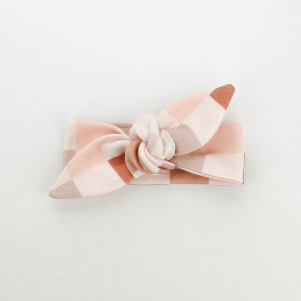 Newborn Organic Cotton Top Knot Headband - Checkmate