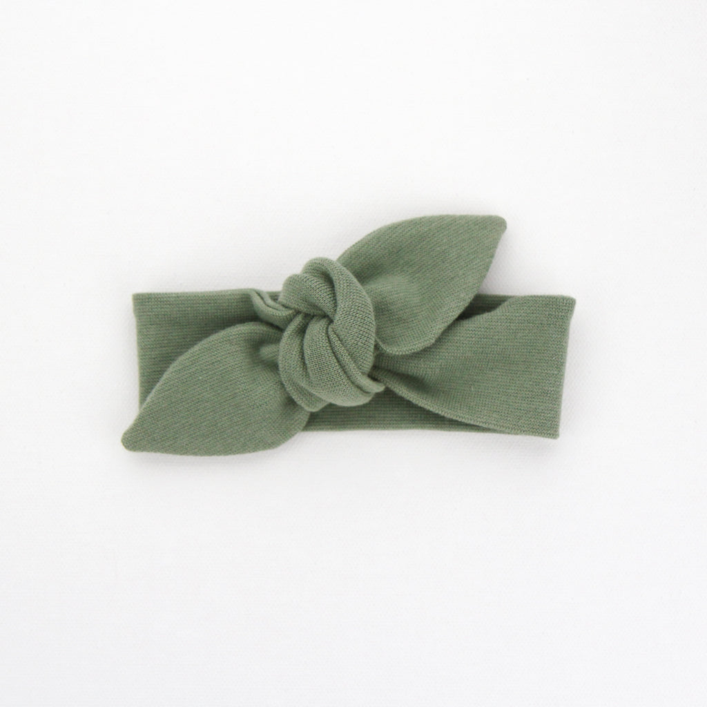 Newborn Organic Cotton Ribbed Top Knot Headband - Sage