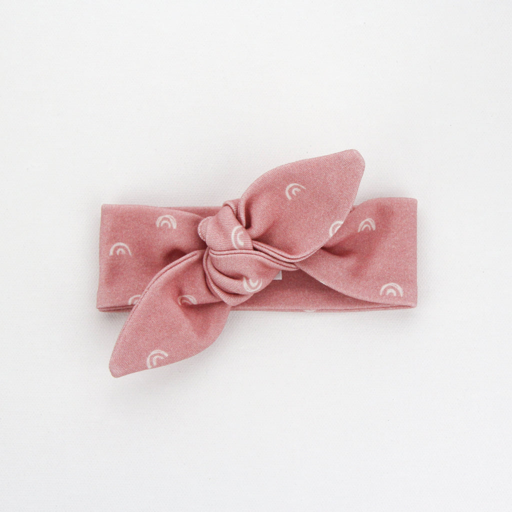 Newborn Organic Cotton Top Knot Headband - Raspberry Rainbows