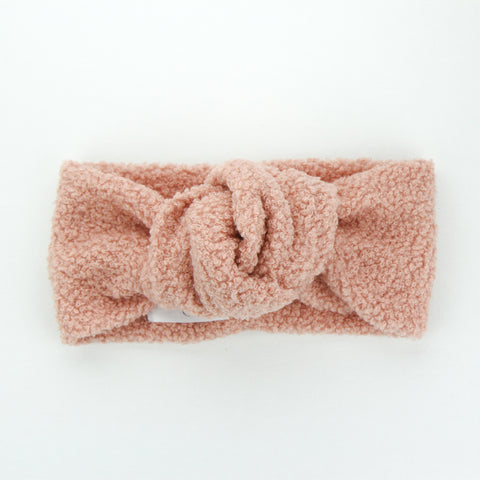 Luxe Teddy Fabric Knotted Turban Headband - Blush Pink - Adult