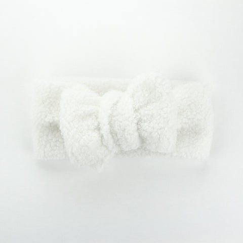 Luxe Teddy Fabric Oversized BowKnot Headband - Angel White