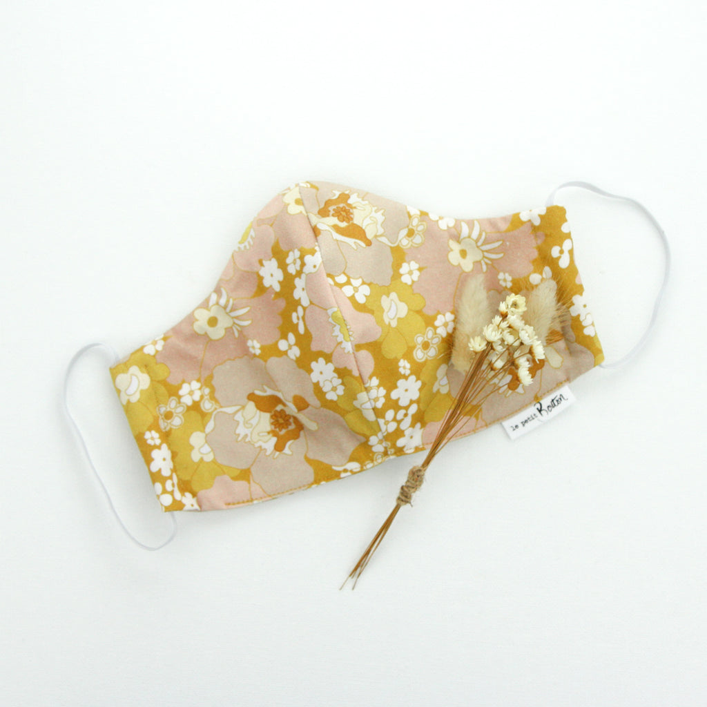 Face Masks - Mustard/Pink Floral - Adult