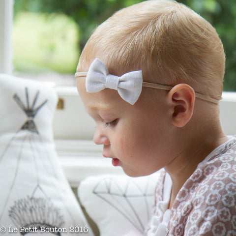 AW16 Linen Bow Headband "Chiq" Crisp White - Le Petit Bouton
