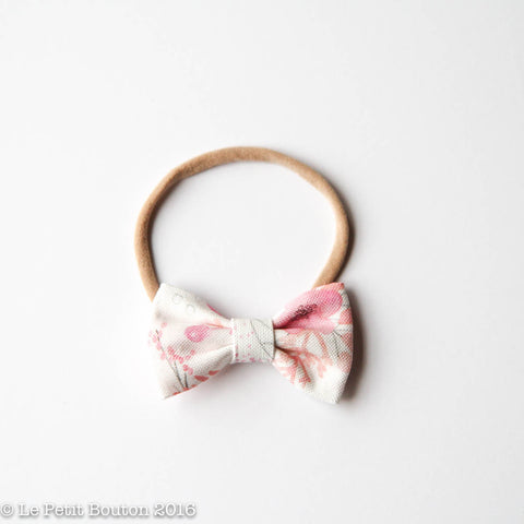 Small Linen Bow on Nylon Headband - Lillies