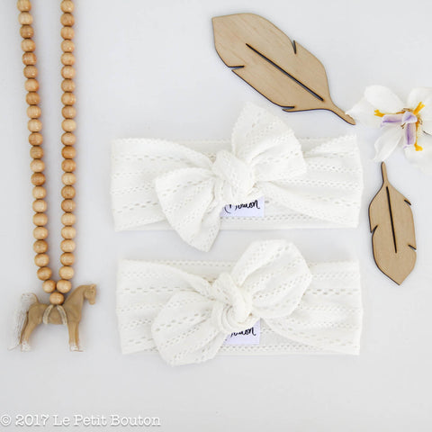 HS17 Boho White Bow Knot Headband - Le Petit Bouton