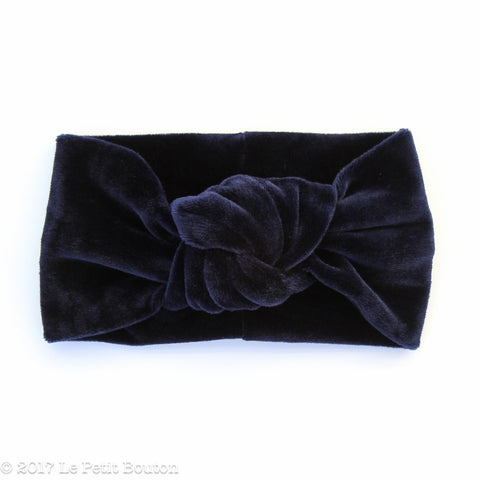 W2020 Winter Knotted Turban Headband - Navy Velvet