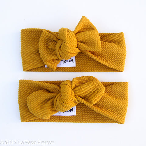 Top Knot Headband - Textured Mustard