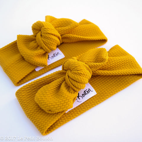 Top Knot Headband - Textured Mustard