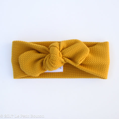 Top Knot Headband - Textured Mustard