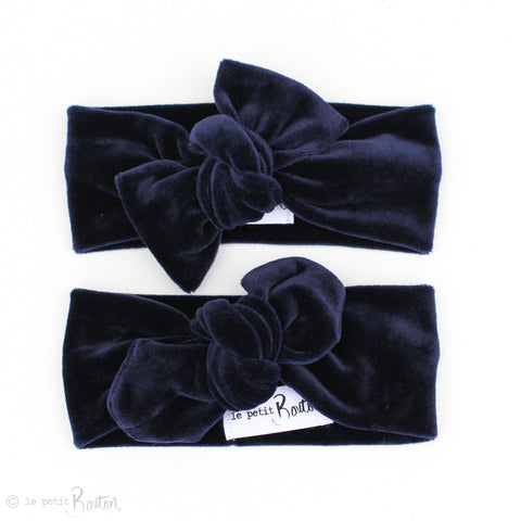 W2020 Luxe Velvet Bowknot Headband- Ink Navy
