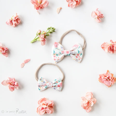 Large Linen Bow on Nylon Headband - Spring Delight