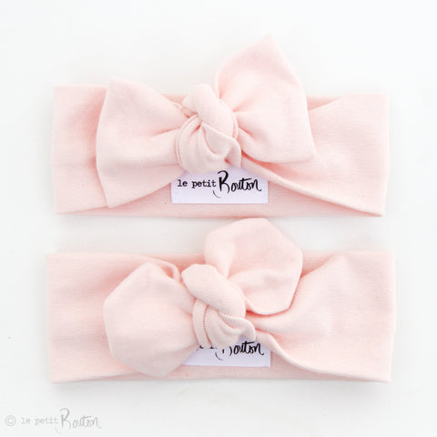 Organic Cotton Ribbed Bow Knot Headband- Blush