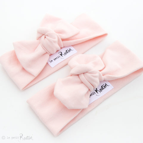 Organic Cotton Ribbed Top Knot Headband- Blush