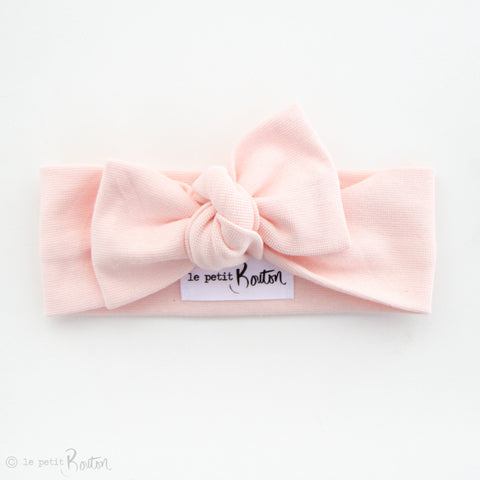 Organic Cotton Ribbed Bow Knot Headband- Blush