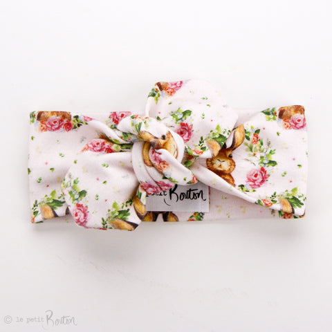 Easter - Organic Cotton Top Knot Headband - Bunny Love, Bellarina Pink