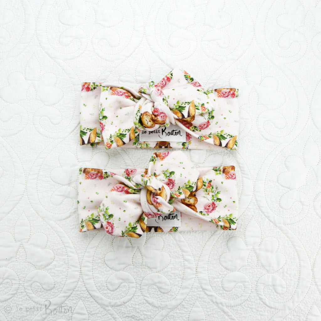 Easter - Organic Cotton Bow Knot Headband - Bunny Love, Bellarina Pink