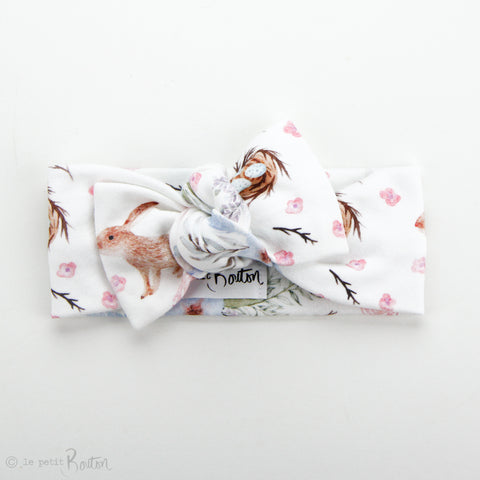 Easter - Organic Cotton Bow Knot Headband - Chestnut The Bunny