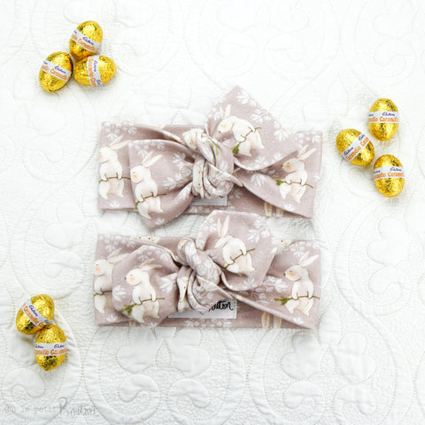 Easter Drop 1 - Organic Cotton Top Knot Headband - Bunny Chill