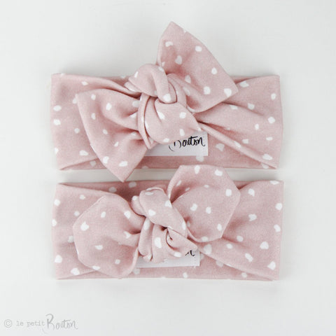 Organic Cotton Bow Knot Headband - Dusty Pink Spot It