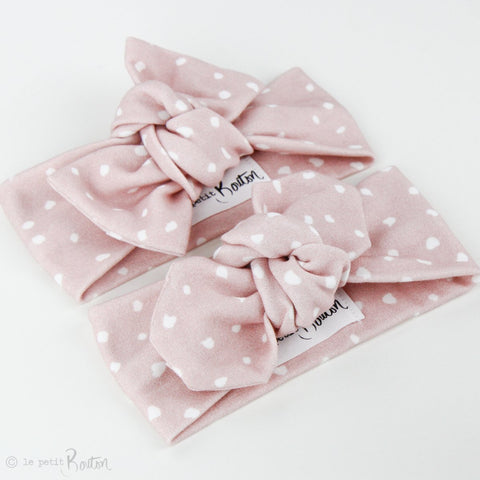 Organic Cotton Bow Knot Headband - Dusty Pink Spot It