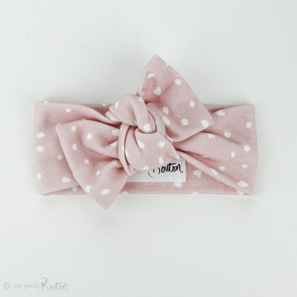 Organic Cotton Bow Knot Headband - Dusty Pink Spot It