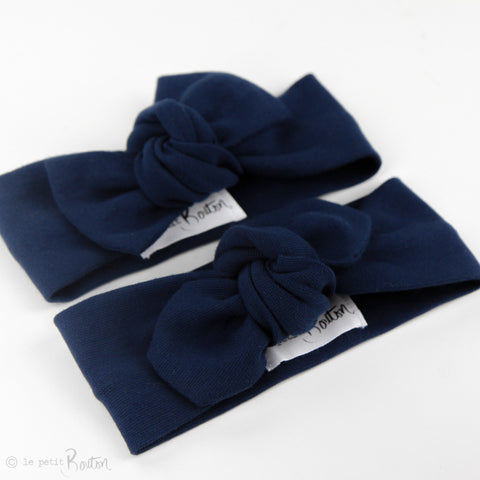 Organic Cotton Ribbed Top Knot Headband - Light Navy Blue