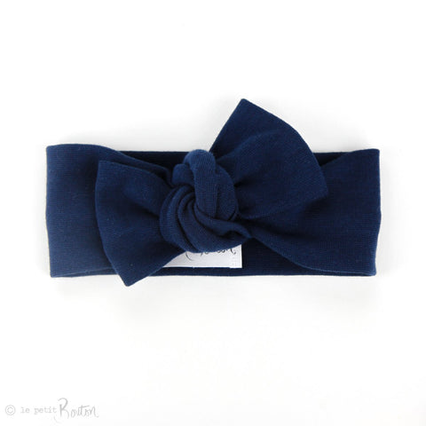 Organic Cotton Ribbed Bow Knot Headband - Light Navy Blue