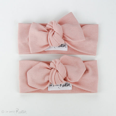 Organic Cotton Ribbed Bow Knot Headband - Dusty Pink
