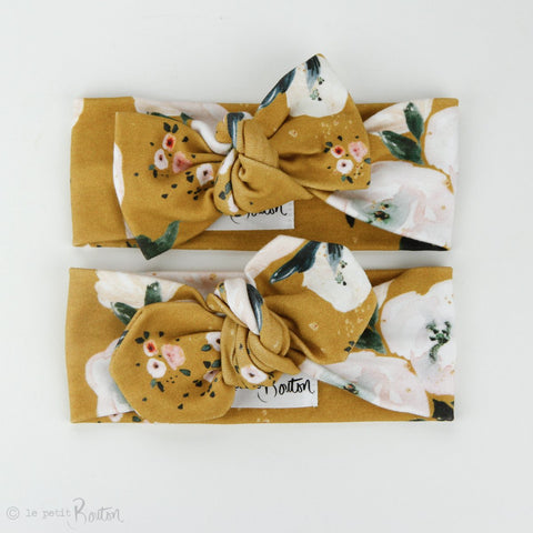 Organic Cotton Bow Knot Headband -  Golden Floral